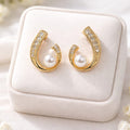 Luxury Pearl Crystal Hoop Stud Earrings for Women