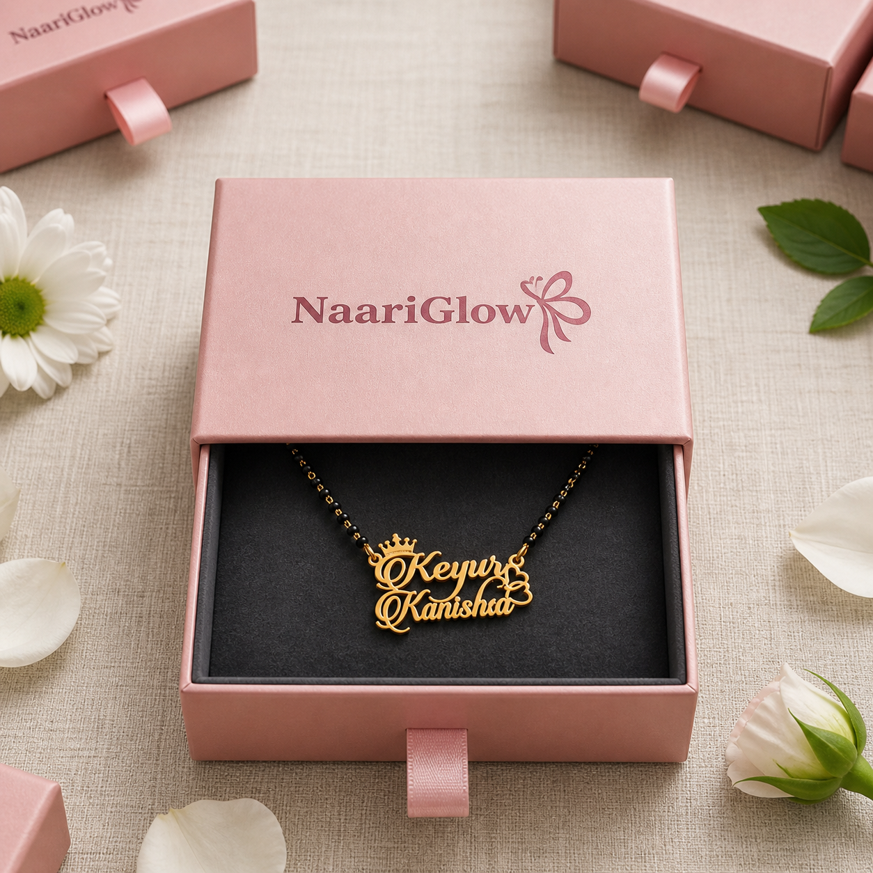 Personalized Crown Couple Name Mangalsutra Necklace