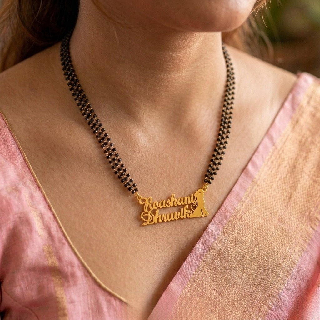 Personalized Couple Name Mangalsutra with Romantic Couple Charm