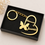 Personalized Butterfly Heart Keychain