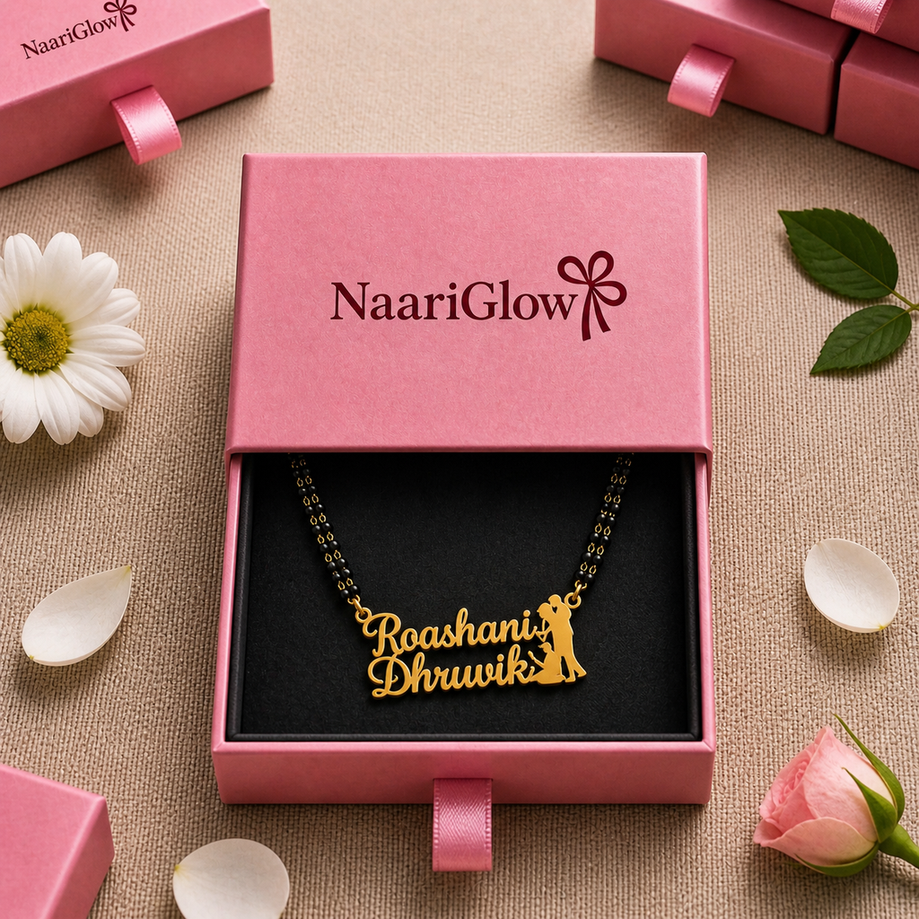 Personalized Couple Name Mangalsutra with Romantic Couple Charm