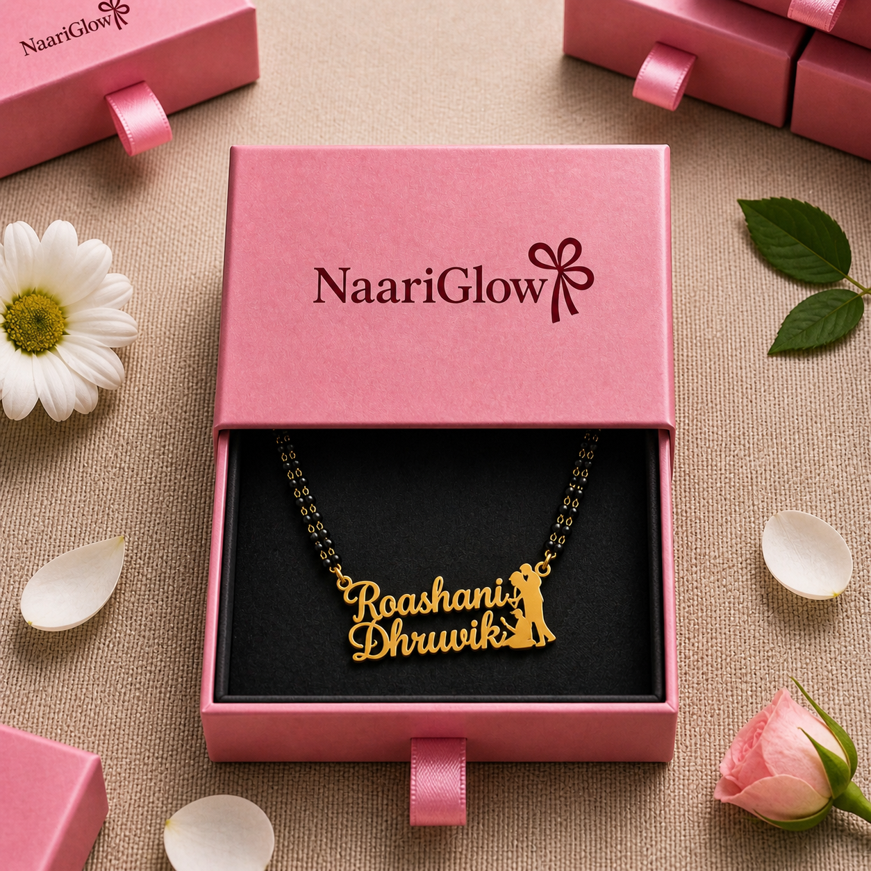 Personalized Couple Name Mangalsutra with Romantic Couple Charm