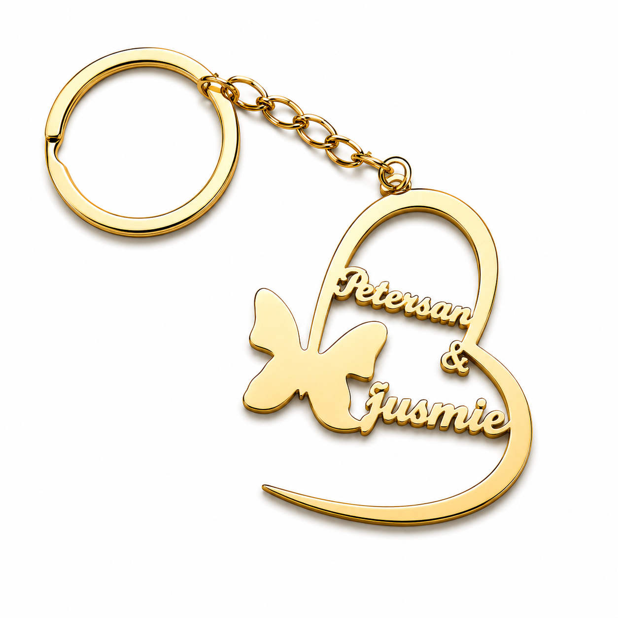 Personalized Butterfly Heart Keychain