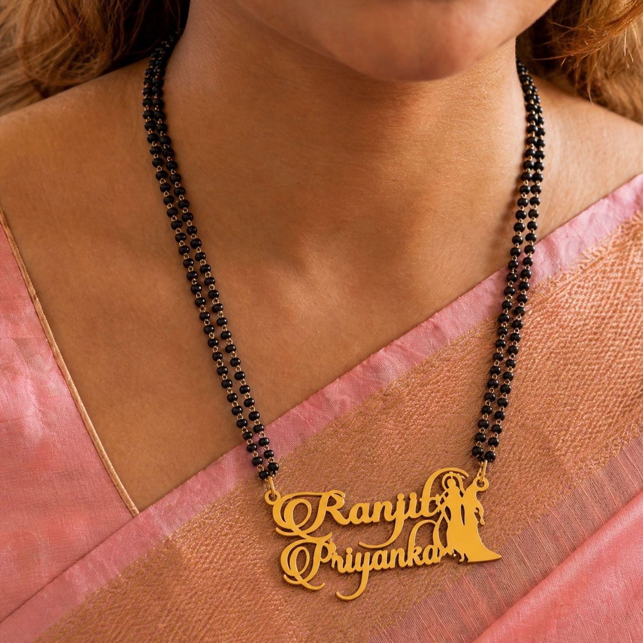 Customized Couple Name Mangalsutra with Romantic Silhouette