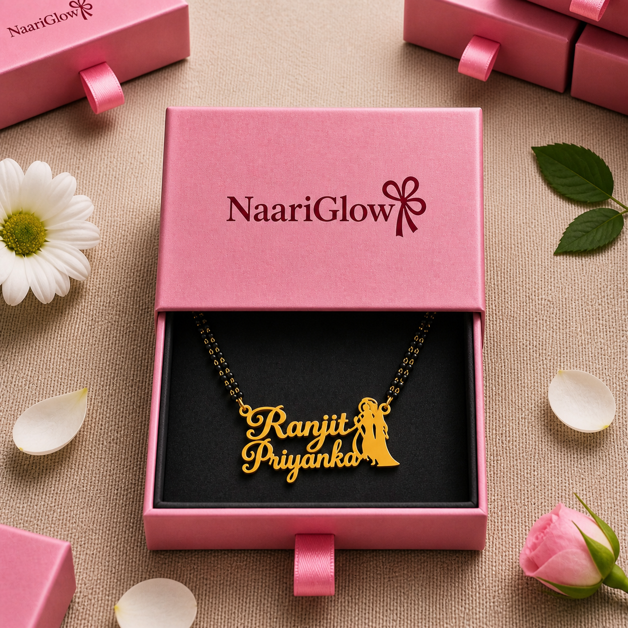 Customized Couple Name Mangalsutra with Romantic Silhouette