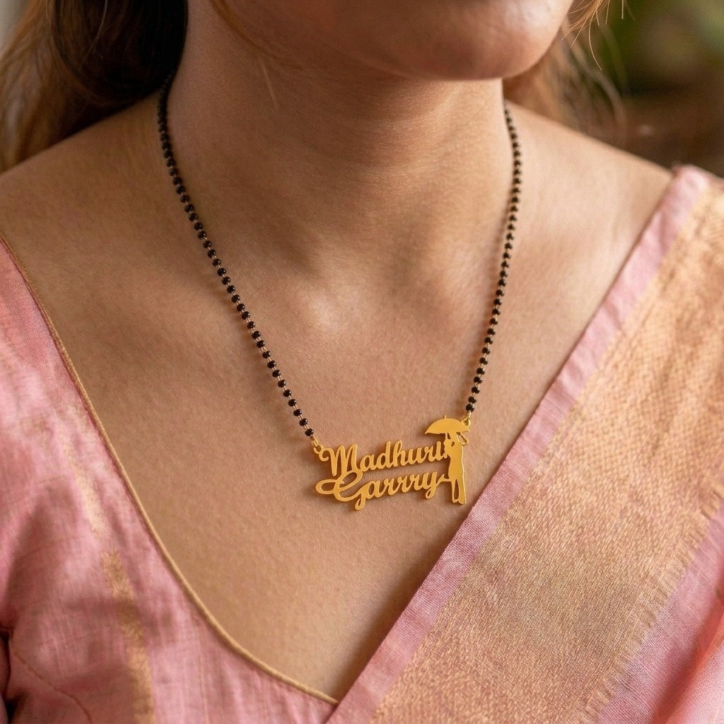 Personalized Couple Name Mangalsutra with Romantic Silhouette