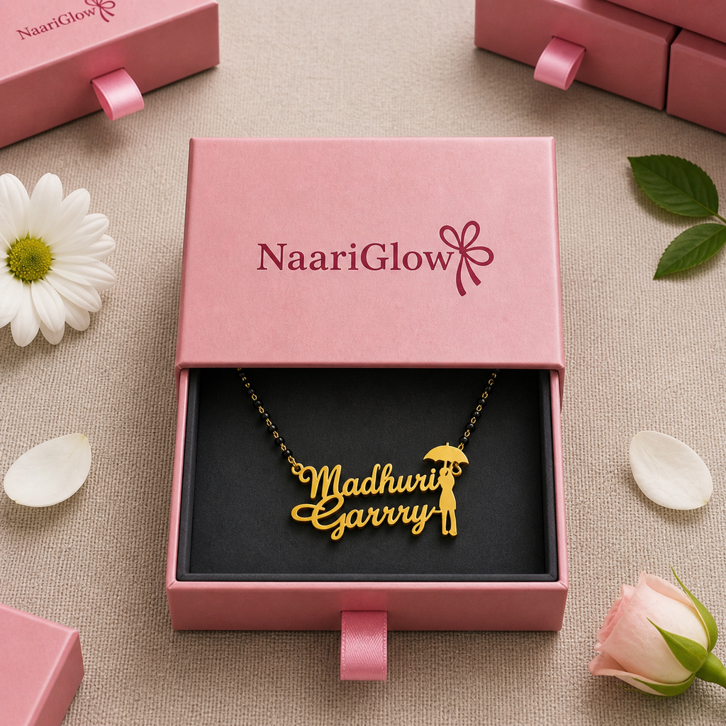 Personalized Couple Name Mangalsutra with Romantic Silhouette