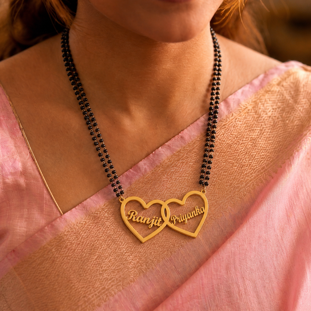 Personalized Double Heart Mangalsutra