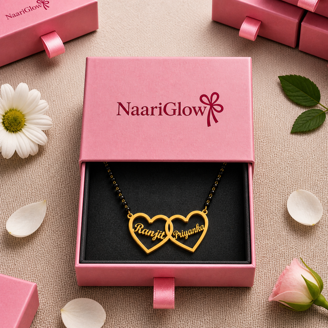 Personalized Double Heart Mangalsutra
