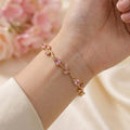 Pink Crystal Floral Gold Tone Tulip Blossom Bracelet