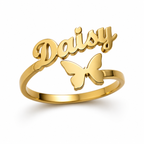 Personalized Butterfly Name Ring