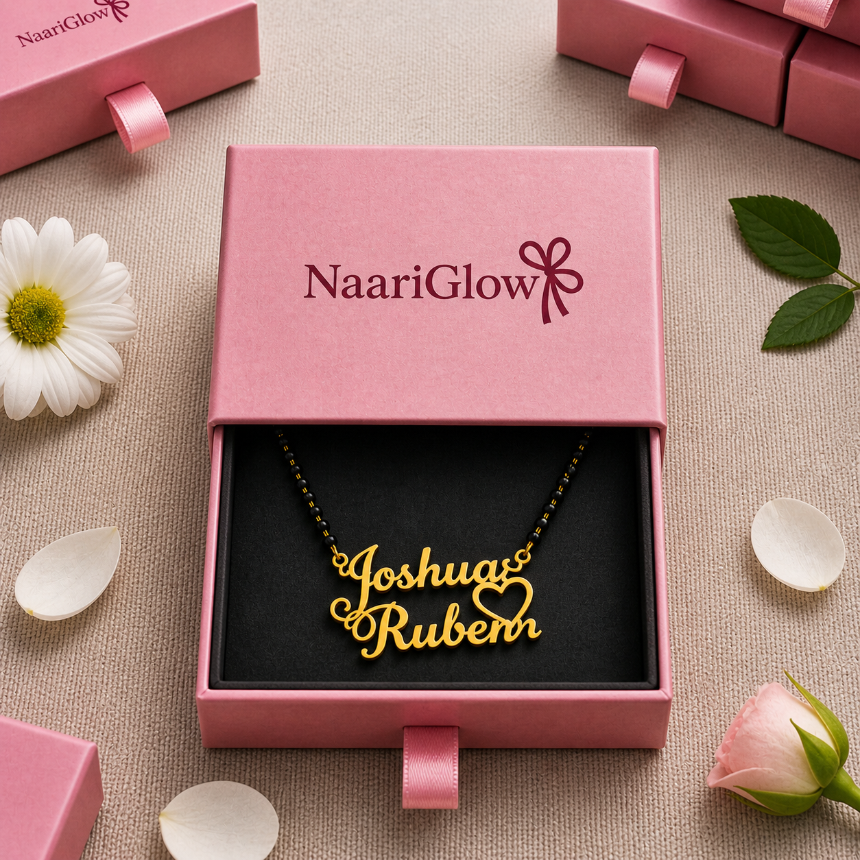 Personalized Couple Name Heart Mangalsutra