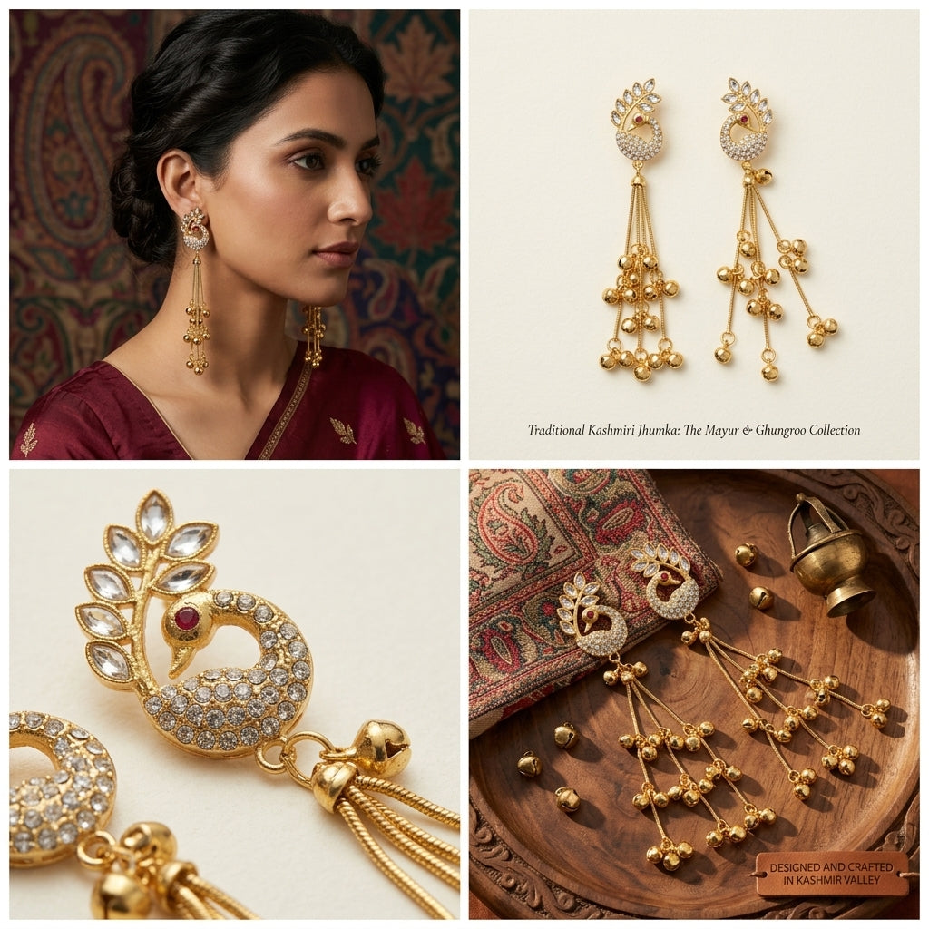 Royal Peacock Kashmiri Ghungroo Dangler Earrings