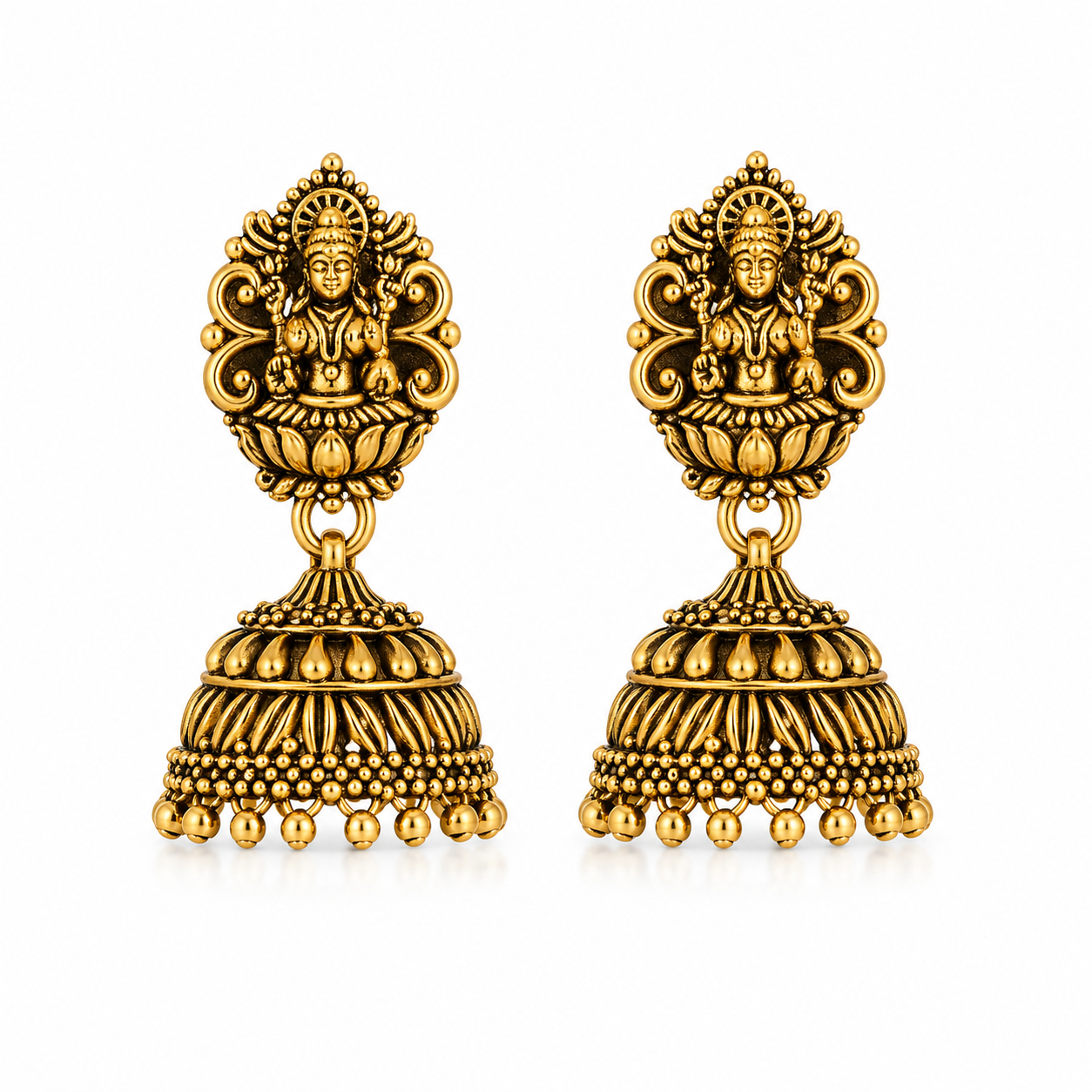 Lakshmiji Antique Gold Jhumka Earrings