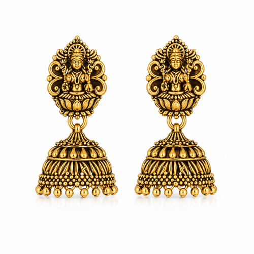 Lakshmiji Antique Gold Jhumka Earrings