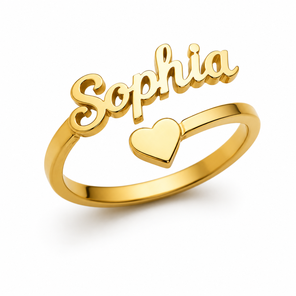 Personalized Heart Name Ring