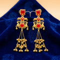 Ruby Red Kashmiri Heritage Ghungroo Dangler Earrings