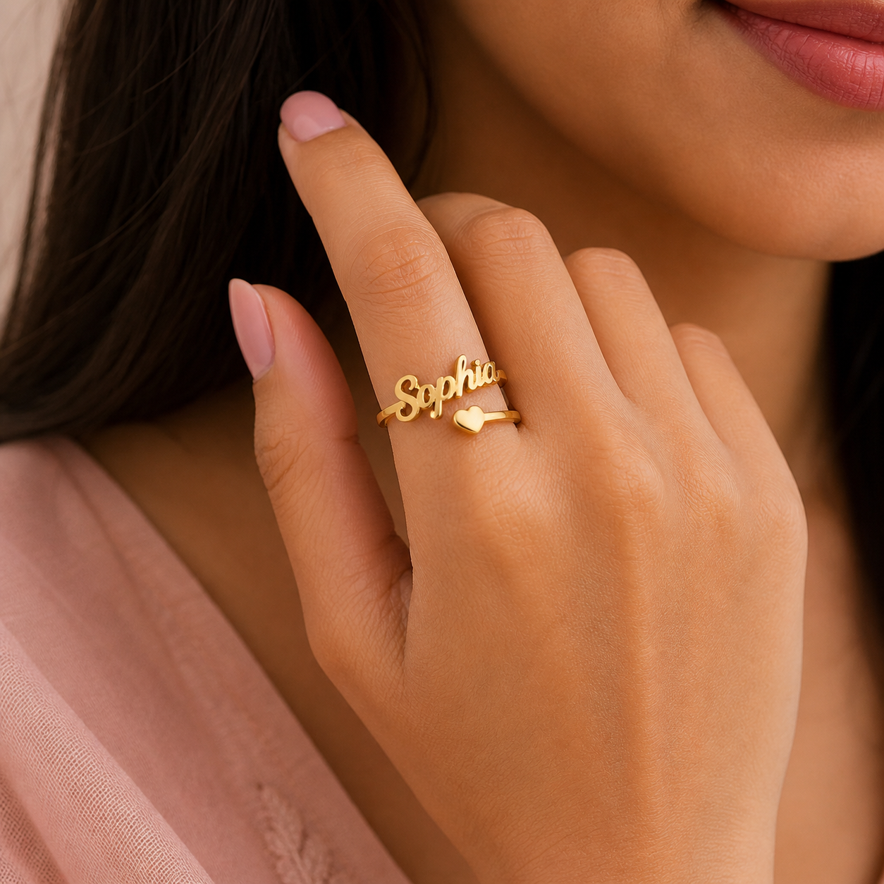Personalized Heart Name Ring