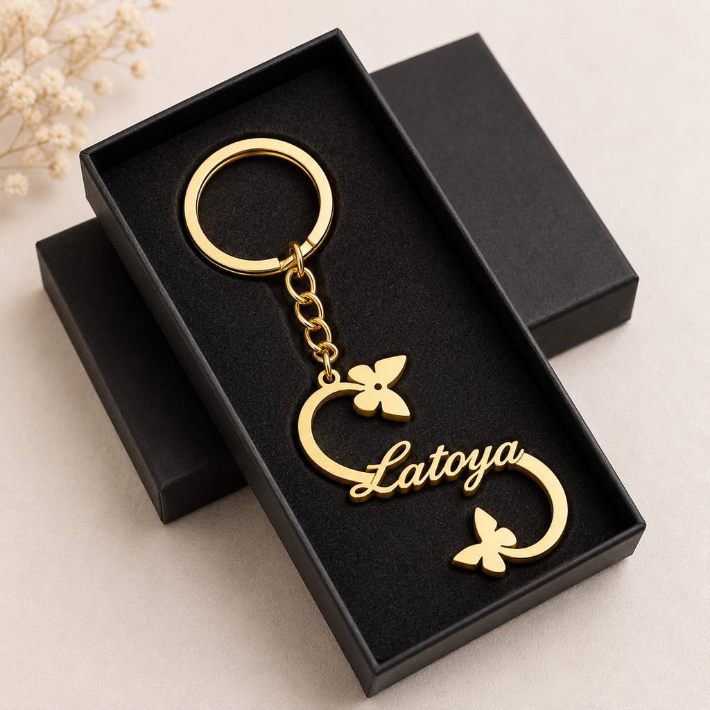 Personalized Butterfly Name Keychain