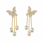 Crystal Butterfly Tassel Earrings