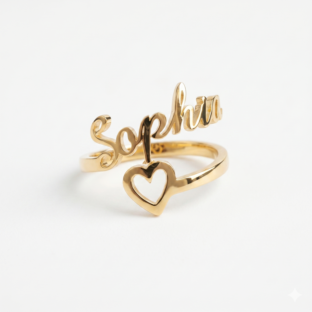 Personalized Heart Name Ring