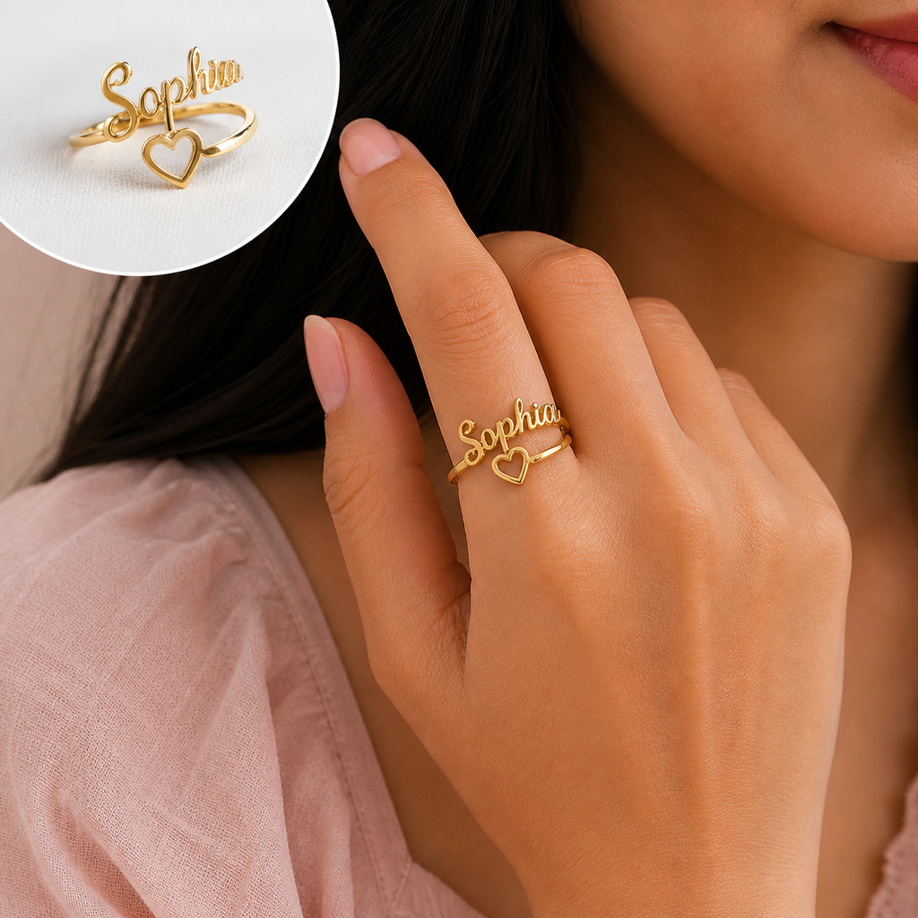 Personalized Heart Name Ring