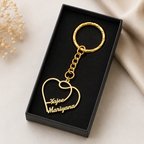 Personalized Double Heart Keychain