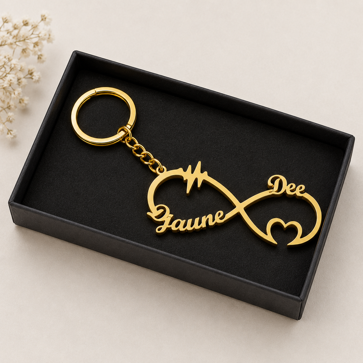 Personalized Heartbeat Infinity Keychain