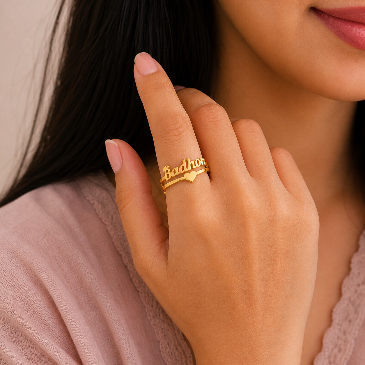 Personalized Crown Name Ring