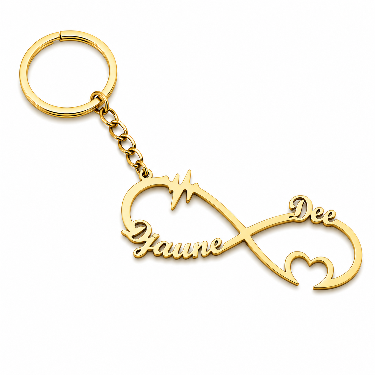 Personalized Heartbeat Infinity Keychain