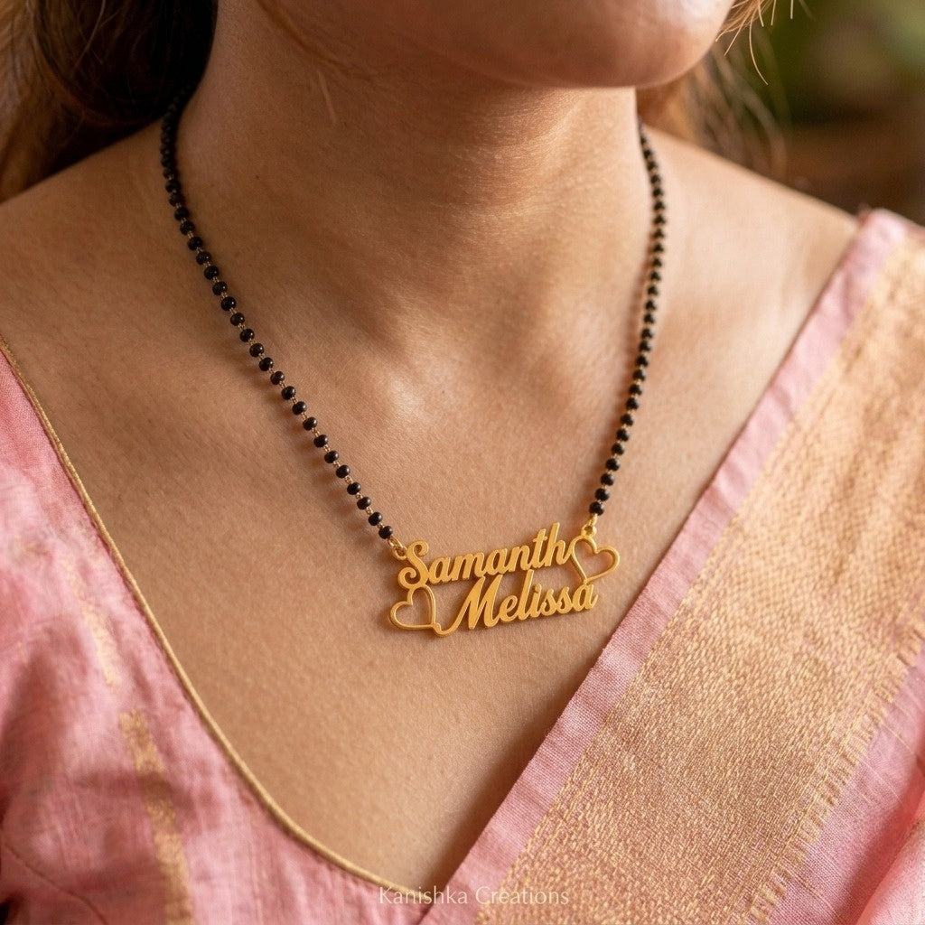 Customized Double Name Heart Mangalsutra