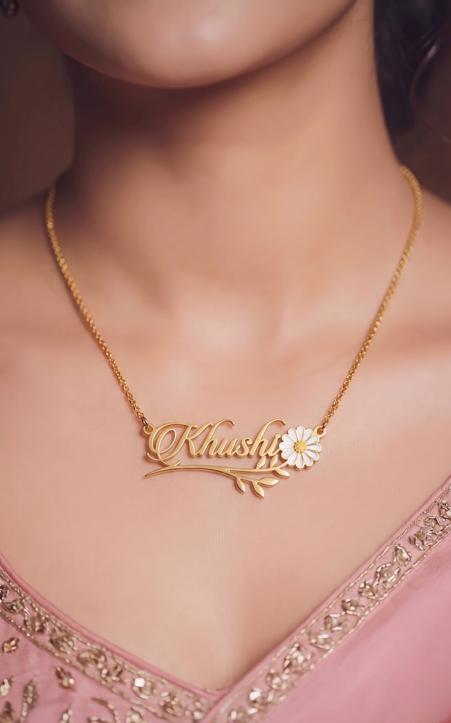Personalized Floral Name Necklace