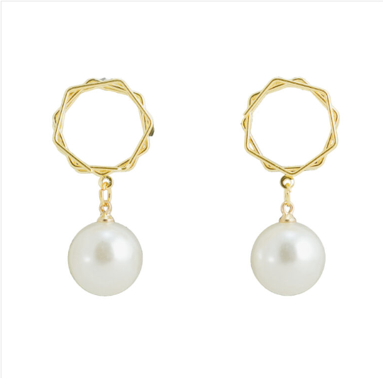 Luxury Geometric Pearl Drop Earrings for Women