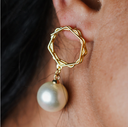 Luxury Geometric Pearl Drop Earrings for Women