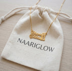 Custom Couple Name Necklace with Silhouette (Gold Finish)