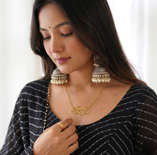 Custom Couple Name Necklace with Heart (Gold Finish)